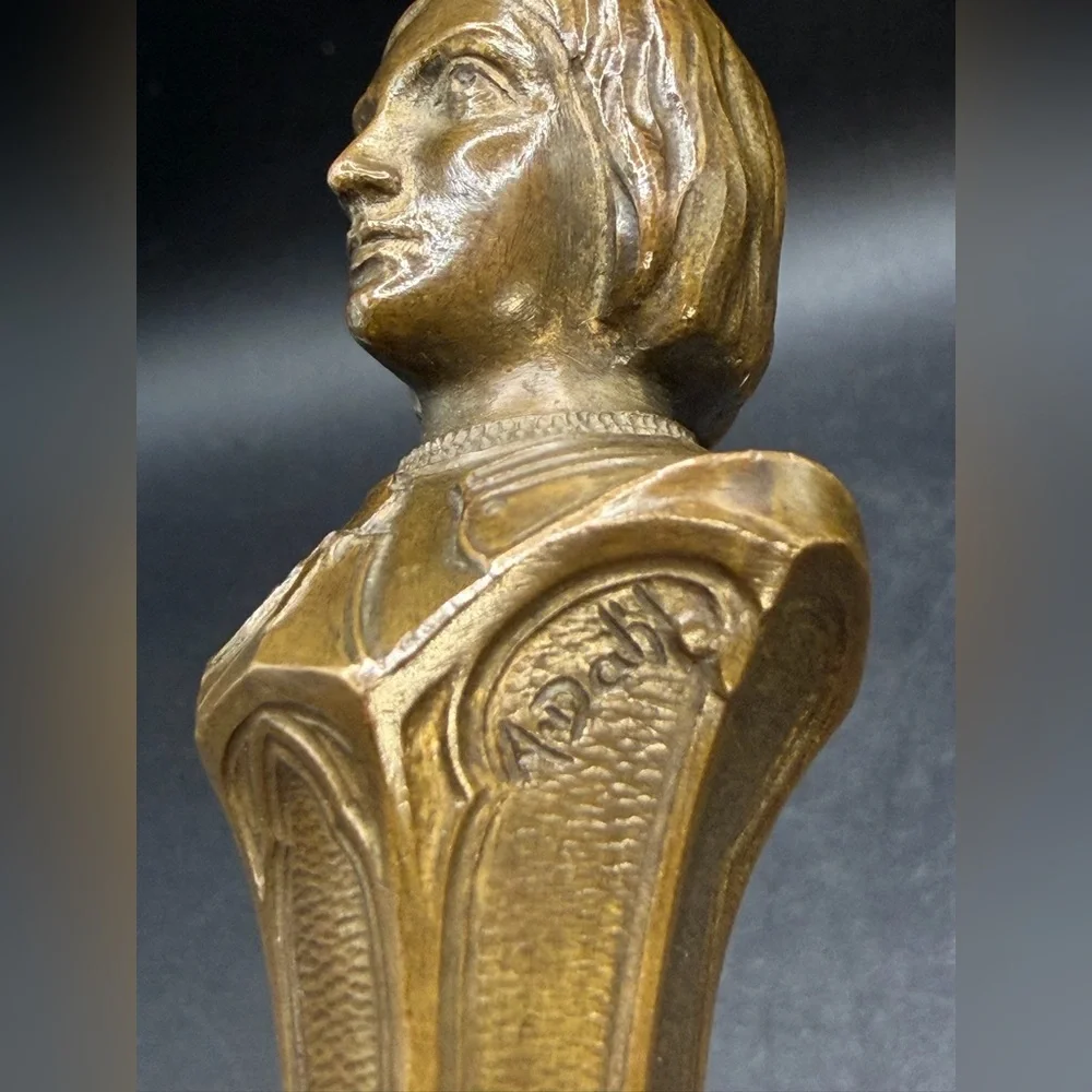 A. Dahl Signed Antique Joan of Arc Bronze Figure Wax Seal, Blank Wax Seal